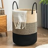 YOUDENOVA Cotton Rope Laundry Basket Large 58L 38x50 cm Grey Brown