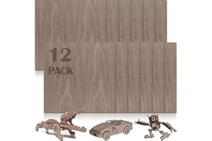 VEMKYRIO 12 Pcs Walnut Unfinished Wood Craft, 12 x 12 x 1/8 Inch - 3mm Thick Walnut Unfinished Plywood for Laser Cutting & Engraving, School DIY Projects, Painting, Fretwork, CNC Cutting, and Wood Burning