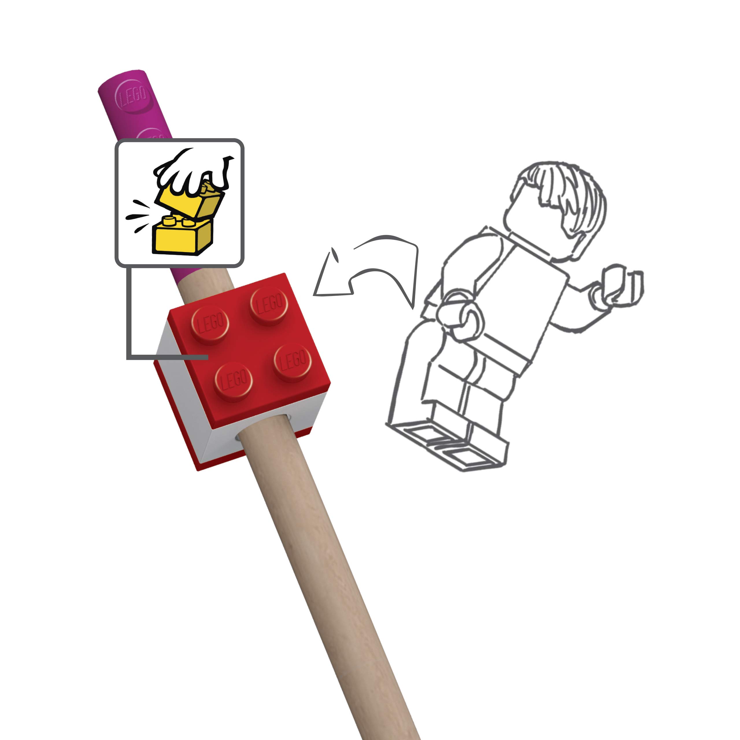 IQ LEGO 12 Pack Colored Pencils with Pencil Topper (52064), Ages 6 and up, 12 Colored Pencils