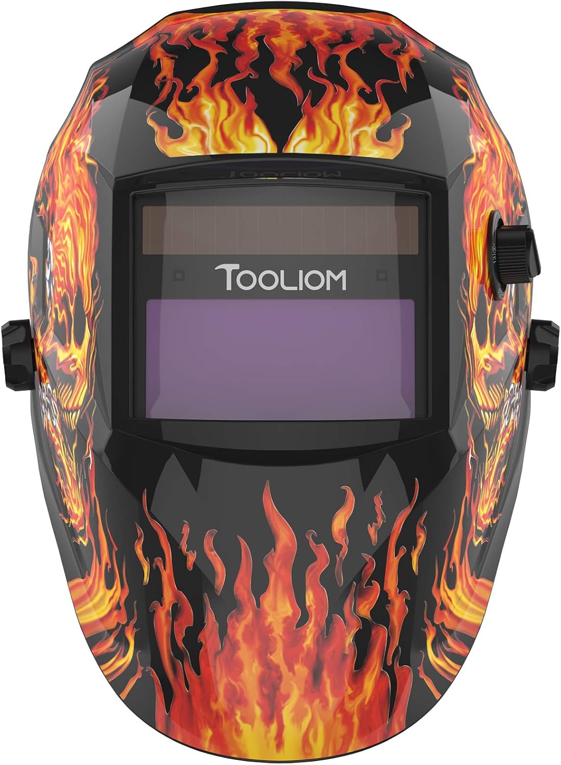TOOLIOM True Color Welding Helmet Auto Darkening Welding Mask with Shade Range 9-13 Solar Powered Weld Hood Flaming Skull Style for TIG MIG ARC - - 