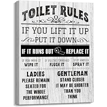 Amazon.com: Kas Home Vintage Toilet Rules Canvas Wall Art - Funny ...