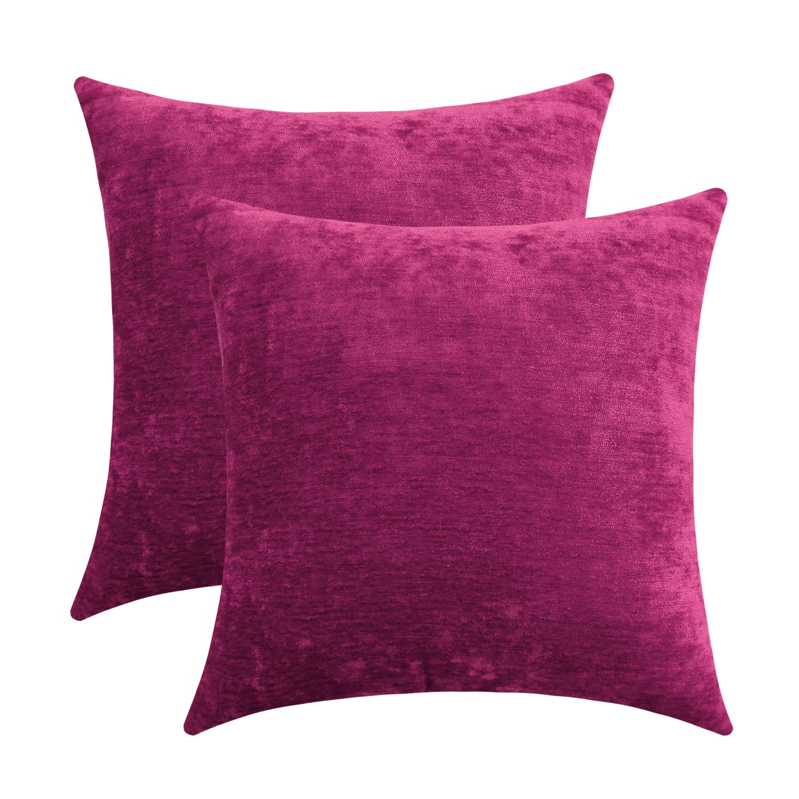 Photo 1 of Jeneoo Fuschia Pink Decorative Throw Pillow Covers Soft Chenille Comfy Solid Couch Cushion Case Decor (Set of 2, 14 x 14 Inches)