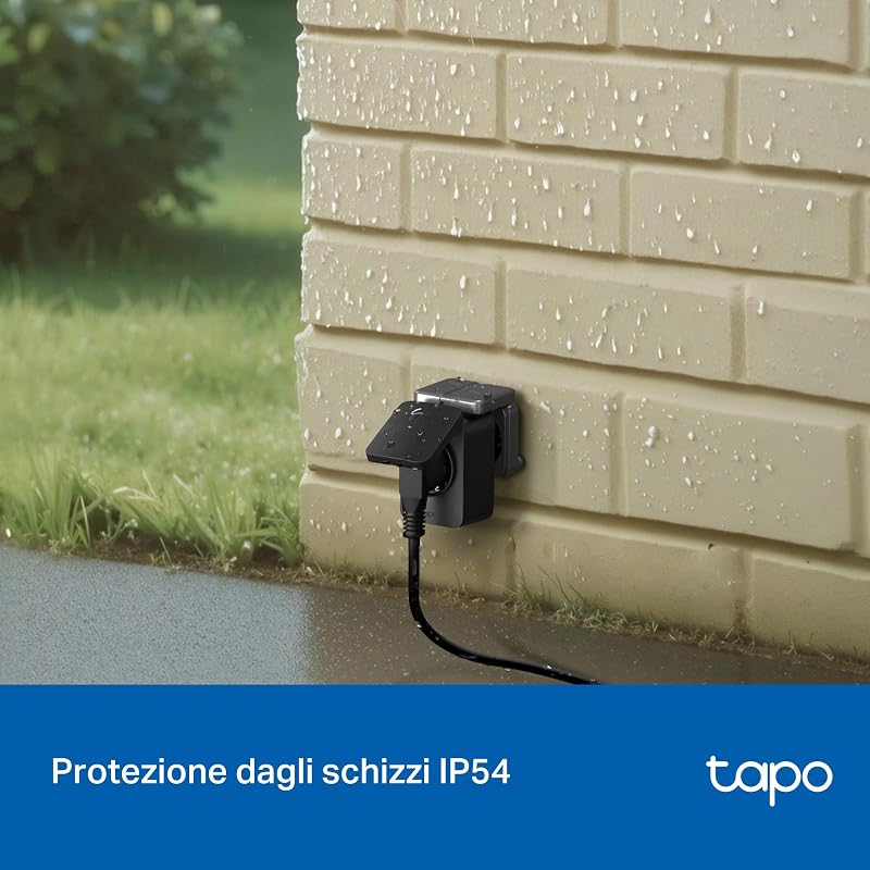 P410M Presa Smart Esterna, Presa Wifi, Controllo Vocale, Anti-sovraccarico, Monitoraggio dell'Energia, Risparmi Solari, Rilevamento dello zero, Controllo Remoto, IP54, Programma e Timer
