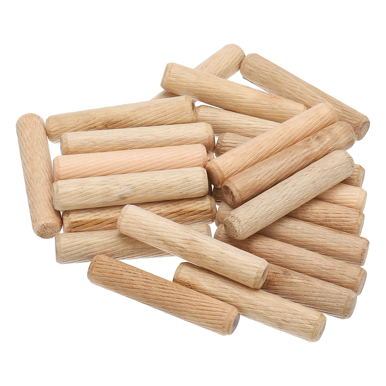 PATIKIL 1/2 Wooden Dowel Pins, 200 Pcs M12x60mm Wood Dowel Pins Hardwood Pegs Fluted Groove Easy Insertion for Crafts Furniture Door Art