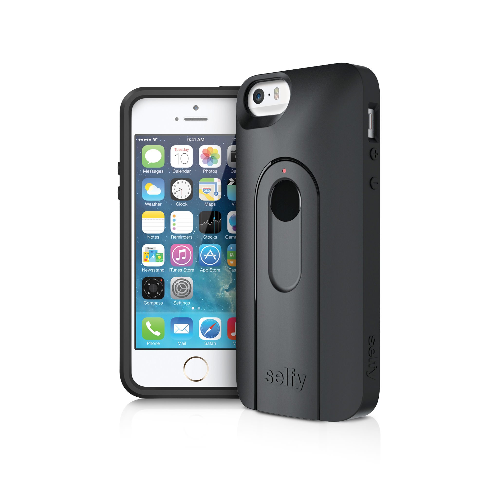 iLuv Selfy Single Custody with Built-in Remote Control to Activate Photo from Distance for iPhone 5/5S - Black (AI5SELFBK)