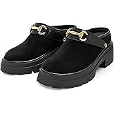 SOVANYOU Platform Clogs for Women Chunky Mules Suede Loafer Slides Comfortable Slip-On Fall Winter Clogs with Back Strap