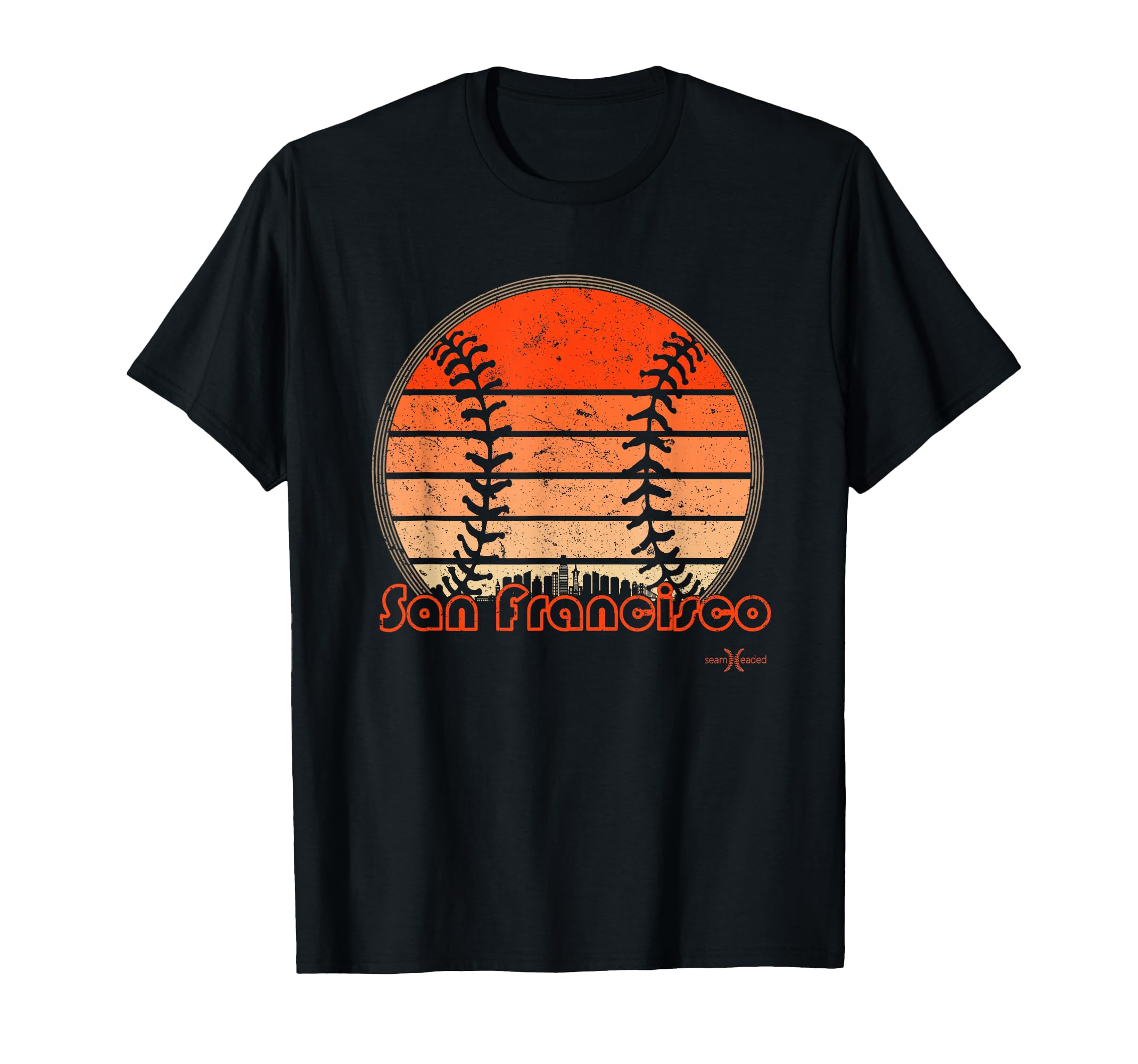 Photo 1 of Retro San Francisco Baseball Sunset with Vintage SF Skyline T-Shirt