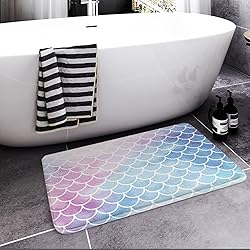 Britimes Purple Pink Gradient Bath Mat,Mermaid