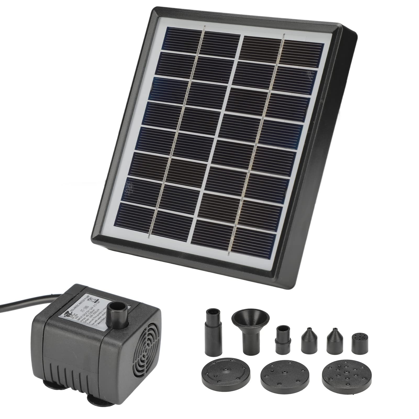 Solar Submersible Fountain Pump, High Water Column for Landscape Decor Energy Efficient Solar Powered Weatherproof Design Portable 2W for Garden Bird Bath Small Pond