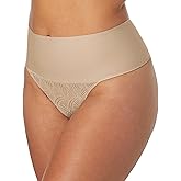 Maidenform womens Tame Your Tummy Lace Thong Panties, Firm Control Shapewear Thong, Cool Comfort