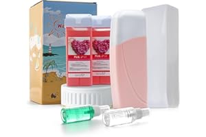 LIDDY DANCE Beth lee Soft Rose Wax Roller Kit - Roll On Waxing Cartridge Refill, 100 Wax Strips for Hair Removal on Arms, Legs with Wax Warmer