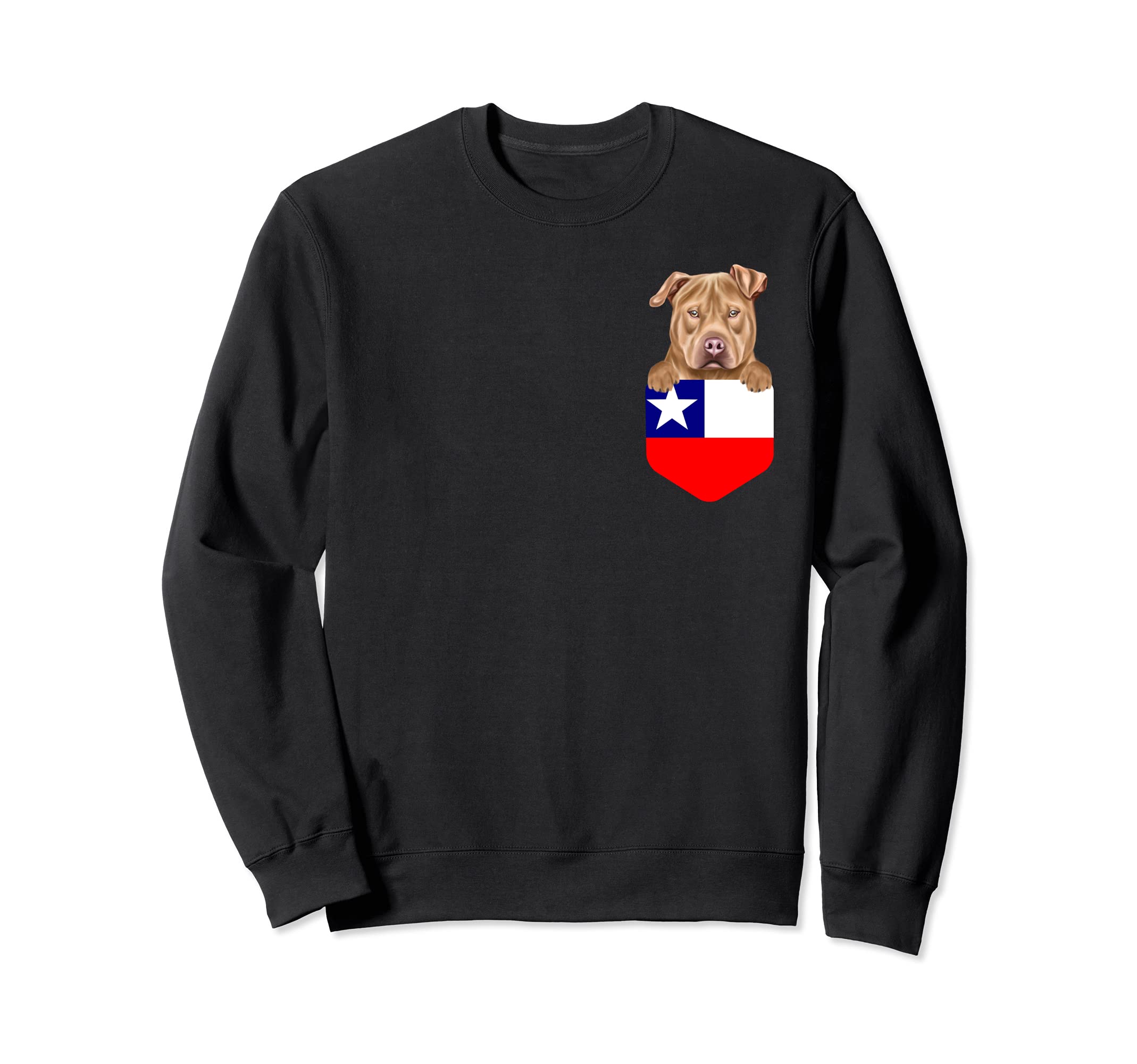 Chile Flag Usa Staffordshire Terrier Dog In Pocket Sweatshirt