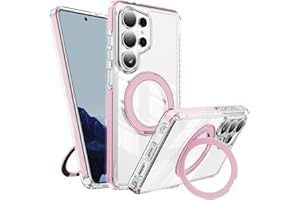 Magnetic Case for Samsung Galaxy S26 Ultra: Compatible with MagSafe, 360° Rotating Ring Stand, Clear Anti-Yellowing, Shockpro