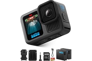 GoPro HERO13 Black Waterproof Action Camera | 27MP, 5.3K60 Ultra HD Video, Supports HB-Series Lenses with Extra Enduro 1900mAh Li-Ion Battery & 128GB Extreme microSDXC Memory Card Bundle Set