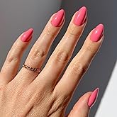 Glamnetic Press On Nails - Flamingo Pink | Opaque Classic Pink Short Almond Fake Nails, Salon Quality | 15 Sizes - 30 Nail Ki