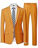YND Men's 2 Piece Suit with Tie, 2 Button Slim Fit
