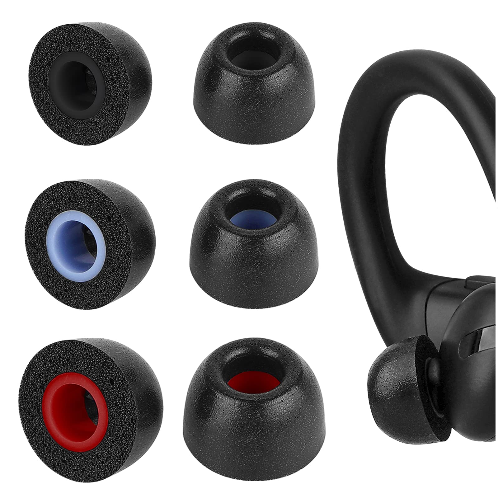 Geekria 3 Pairs Comfort Memory Foam True Wireless Earbuds Ear Tips Compatible With 4.5-6.3mm in-Ear Earphones Nozzle Blocking Noise Foam Tips/Earphone Eartips (S/M/L-Short)
