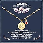 CERSLIMO Birthday Gifts for Her Birth Flower Necklaces, 18K Gold Plated Dainty Birth Month Floral Birthstone Disc Coin Pendant Necklaces | Women Wildflower Jewelry Gifts for Valentines Anniversary