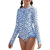 GRACE KARIN Girls One Piece Swimsuits Long Sleeve Bathing Suits Swimwear 5-14Y