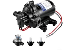 CYHbigtree 12V DC RV Trailer Water Pressure Pump, 3.0GPM 45PSI Quiet Self Priming Water Diaphragm Pump with On Demand Pressur