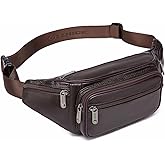 ZZNICK Genuine Leather Fanny Pack/Waist Bag/Organizer with Adjustable Belt, Multiple Pockets For Men and Women