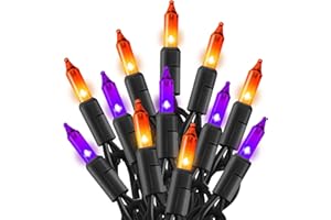 TW SHINE Purple and Orange Halloween Lights, 20FT 100 Count Incandescent Mini String Lights, Waterproof Halloween Decorations for Outdoor Indoor Patio Home Party Garden Yard Decor