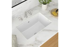 GhomeG 21 Inch Undermount Bathroom Sink Rectangular - 21"x13" White Rectangle Porcelain Ceramic Vessel Sink with Overflow,Under Counter Lavatory Vanity