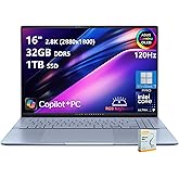 ASUS Vivobook S16 Copilot+ AI PC Laptop | 16" 2.8k OLED 120Hz | Intel Core Ultra 9 285H | 32GB DDR5 1TB SSD | RGB Backlit for Creator Designer Business Professional Win11 Pro w/DLCA Accessory