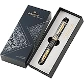 erofa Majohn P140 Piston Fountain Pen NO.8 Fine Nib, Large Capacity Transparent White Acrylic Writing Gift Pen with Box