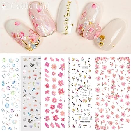 Amazon 5シート ドライフラワー バブル 花 水彩の花 タンポポ ももの花 綺麗な夏 花 3dシール ネイルステッカー ネイルシール ネイルアート ネイルデコ ネイルジュエリー Cattie Girl シール ステッカー 通販