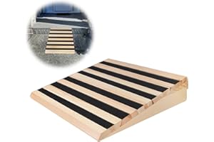 YEEZOO 5 Inch Wooden Threshold Ramp for Home Steps(17.7" W*5.0" H, 17.7" W is not Wide Enough for wheelchairs, Please get More and Connect Multiple ramps to get a Wider one)
