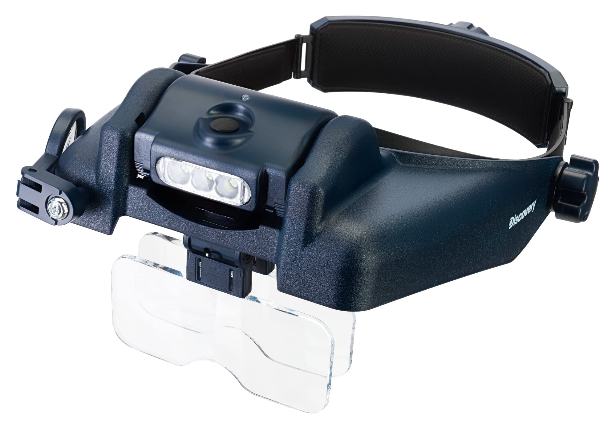 Discovery Crafts DHD 40 Head Magnifier with LED Light, Headband and 5 Interchangeable Lenses – 1x, 1.5x, 2x, 2.5x, 3.5x, 8x