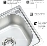 Trintion 42x37cm Stainless Steel Kitchen Sink Single Bowl with Drainer view 3