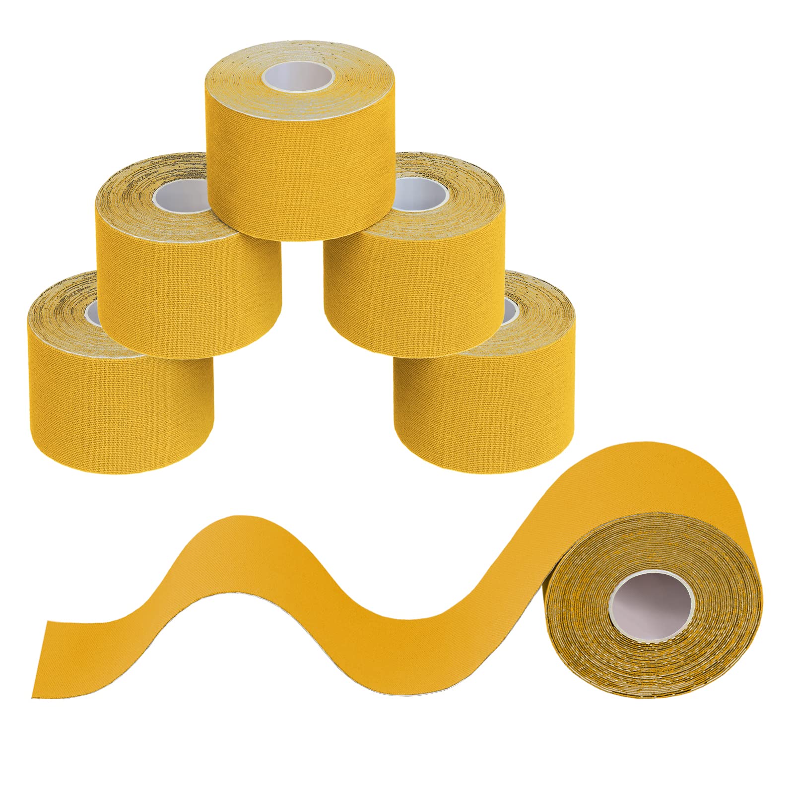BB Sport 6 Rolls Kinesiology Tape 5 m x 5 cm Many Colors E-Book Application Examples Muscle Support Elastic Strapping Tape, Colour:Yellow