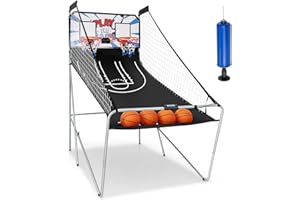 Giantex Folding Basketball Arcade Game - Electronic Hoop with 8 Game Modes, 4 Balls, 2 Hoops, Air Pump, LCD Scoreboard - For Adults & Kids