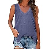 7th Element Womens Plus Size Tank Top Sleeveless Tops Loose Fit V Neck Flowy Summer Ladies Dressy Shirt Tunic