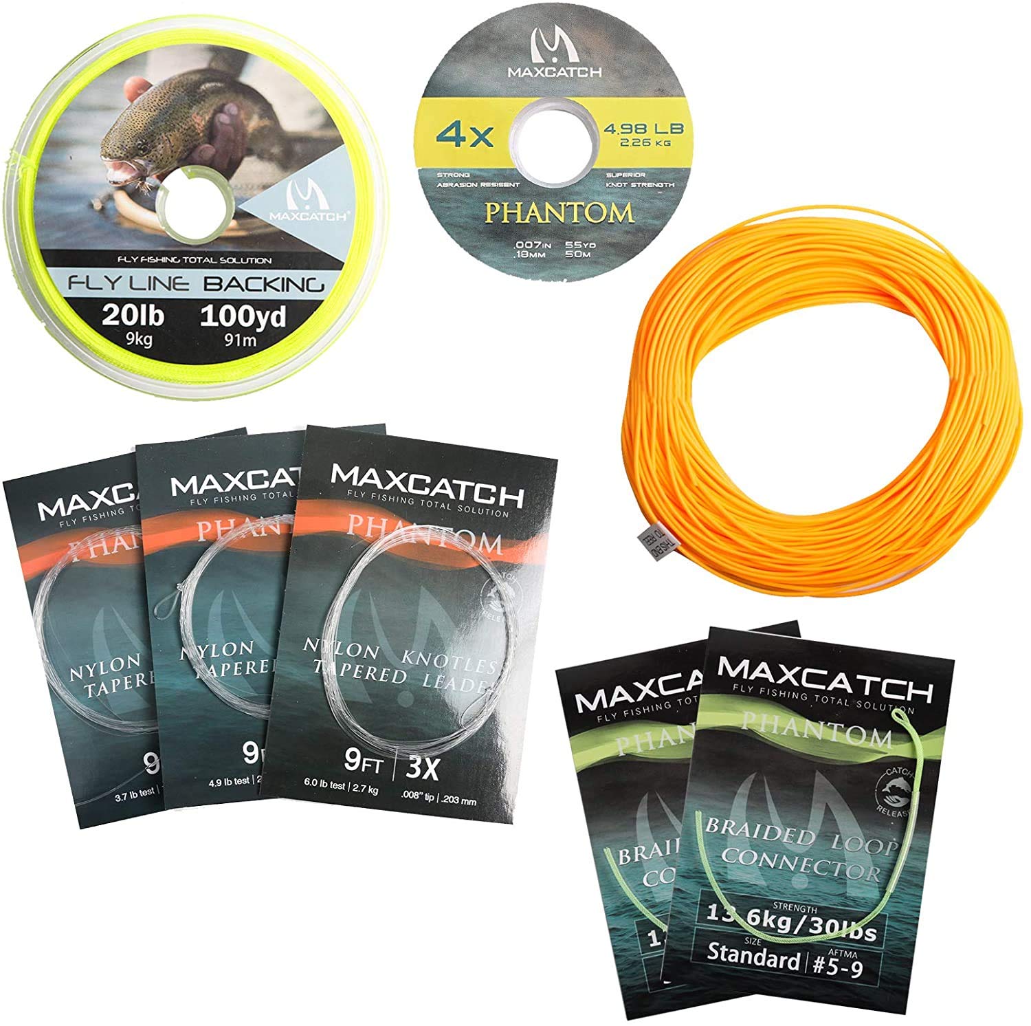 MAXIMUMCATCH Maxcatch Weight Forward Floating Fly Fishing Line 100ft Yellow, Orange, Teal Blue, Moss Green, Pink (WF1F/2F/3F/4F/5F/6F/7F/8F/9F/10F) (Line Combo Orange, WF2F 100FT)