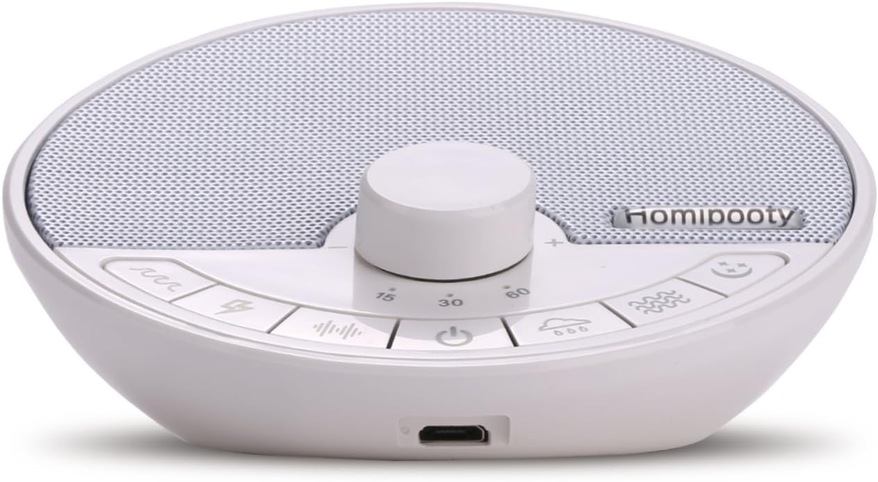 Homipooty Natural White Noise Sound Machine, Premium Sleep Sound Spa Relaxation Therapy Sound Machine with Real Non-Looping Nature Sounds, Mothers Day Gift, Sleep Timer, White