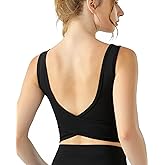 Tank Top with Built in Bra for Women Square Neck Stretchy Workout Cami Tank Longline Padded Sports Bra
