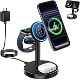 Aeinidi 2026 3 in 1 Wireless Charging Station Compatible with MagSafe Charger Stand, 15W Fast Magnetic Mag-Safe Charger for iPhone 17 16 15 14 13 12 Series Apple iWatch AirPods Pro 4 3 2, Black