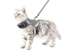 pangdi Cat Harness and Leash Escape Proof Kitten Harness Cat Leash for Walking Travel Service Cat Vest, Grey, X-Large