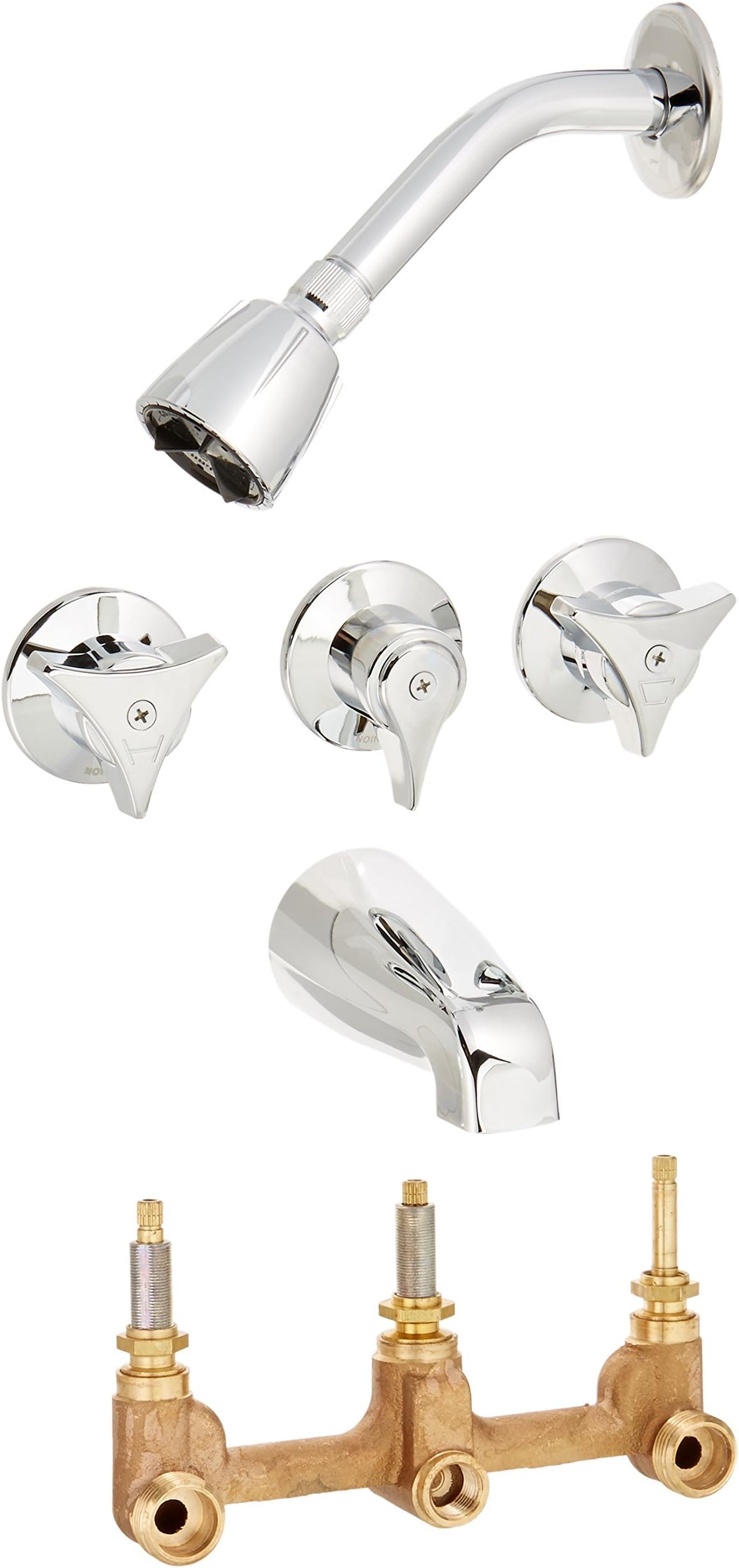 Union Brass 30 Three Handle Tub and Shower Faucet