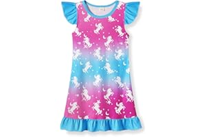 COTRIO Girls Nightgowns Toddler Unicorn Pajamas Kids Mermaid Sleepwear Night Dress Sleep Clothes Nightshirt Nightie