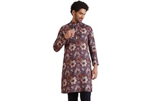 KISAH Mens Kurta - Printed Cotton Blend Tunic - Indian Wedding Outfit for Men - Festive Wear for Diwali, Eid & Celebrations
