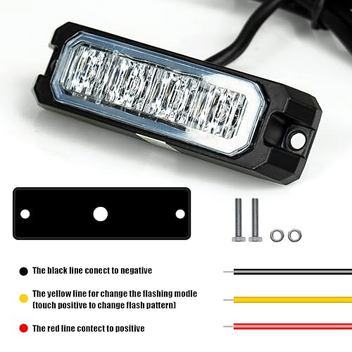 FXC 2-Pack 4-LED Surface Mount Strobe Lights - 16 Flashing Modes, IP67 Waterproof, For Trucks, Cars, ATVs