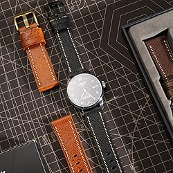 REZERO Handmade Genuine Leather Watch Band, 24mm
