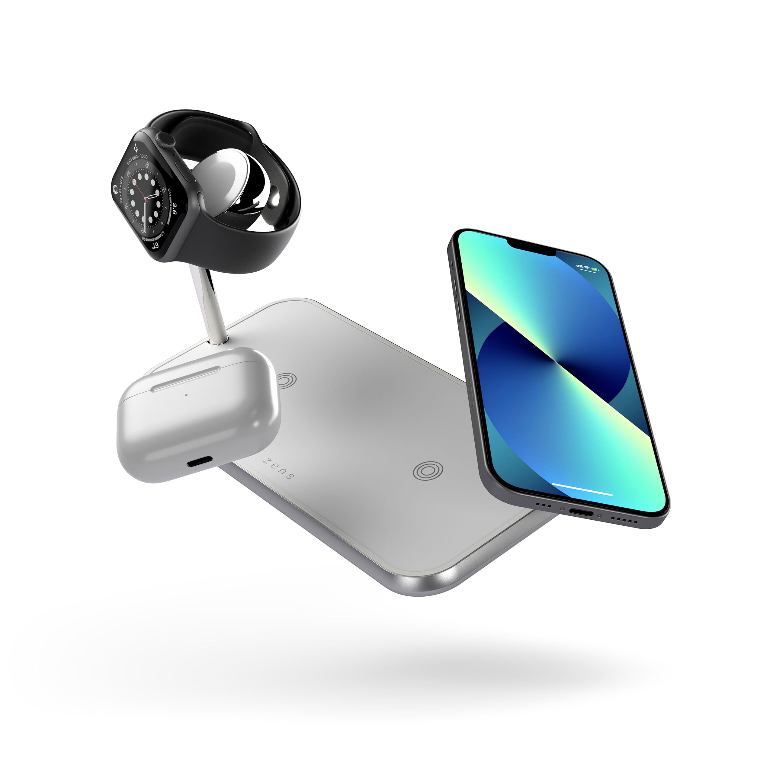 Zens 10W Dual+Watch Wireless Charger, White