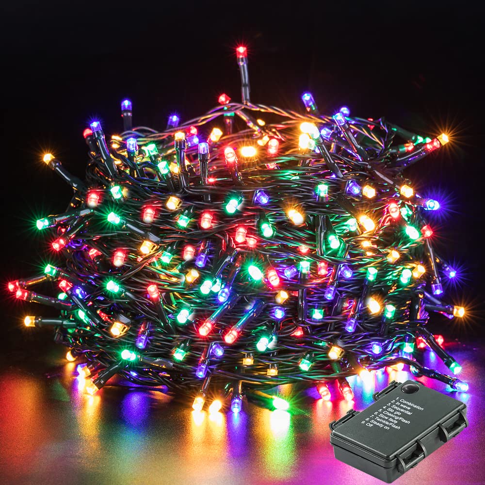 GlobaLink Christmas Fairy Lights Battery Powered, 40M/131FT 300LEDs Outdoor Christmas Lights, Waterproof Led String Lights with Timer & 8 Modes for Indoor Garden Wedding Party Decorations - Multicolor — image 1