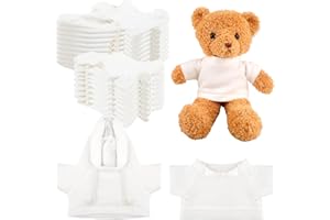 SWAKUTA 20 Pcs Sublimation Blank Bear Clothes Stuffed Animal Toy White Clothing Include 10 Pcs Teddy Bear Blank Shirt and 10 Pcs Teddy Bear White Hoodie for 14-18 Inch Stuffed Bears Dolls DIY (Color Style 1)