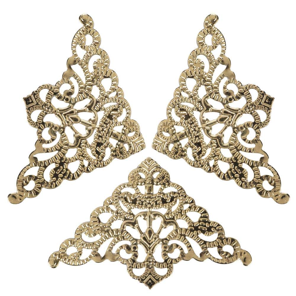 50pcs Decorative Box Corners, Metal Book Corner Protectors Antique Bronze Antique Edge Cover Flat Protector Vintage Corner Guards for Furniture Cabinet Wooden Box, 3 x 2.2inch